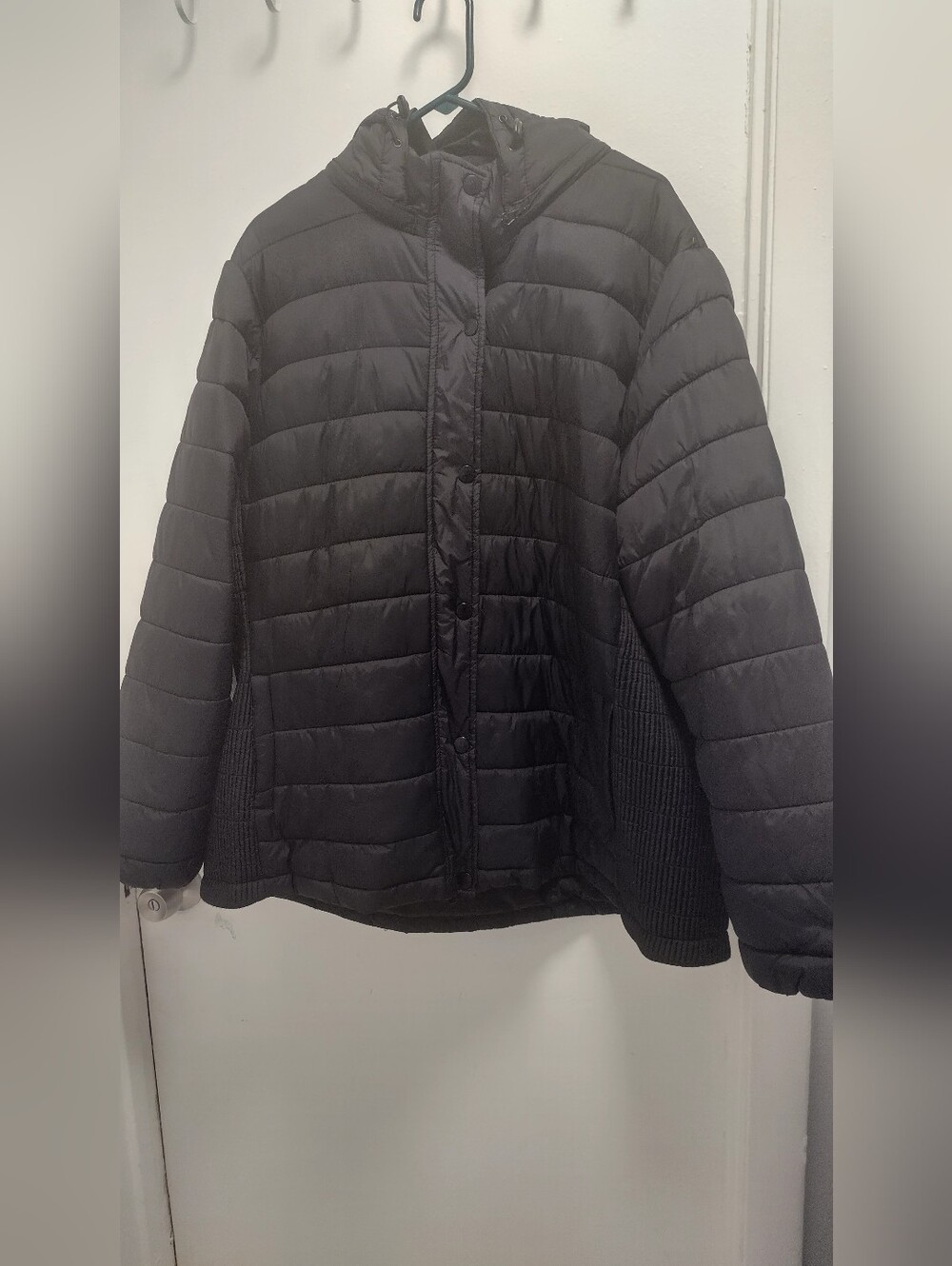Black Quilted Nylon Puffer Jacket with Removable Hood size Woman's 2X 20-22